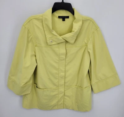 Jaqueta Lafayette 148 feminina 10 amarela manga 3/4 colarinho artístico bolsos blazer - Imagem 1 de 4