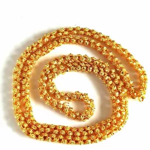 Indian Ethnic 22k Gold Plated Thick Floral Interlock Women Party Wear 36" Chain - Foto 1 di 7
