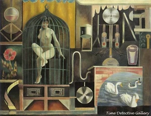 "Birdcage" by Harue Koga - Vintage Art Print - Picture 1 of 1