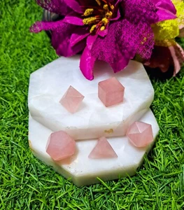 Pink Rose Quartz Platonic Solids Set 5 Pcs Sacred Geometry - Picture 1 of 5