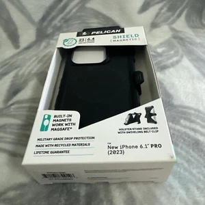 Pelican Shield iPhone 15 Pro MagSafe Case mit Holster, Aluminium gebürstet schwarz. - Bild 1 von 5