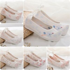 Hanbok Shoes Women's Ancient  Embroidered Shoes National StyleLace-up Bow Shoes