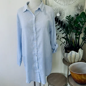 NWT Tahari Mini Linen Blend Blue White Striped Dress Size XL - Picture 1 of 9