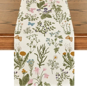 Wildflowers Floral Spring Table Runner, Seasonal Summer Butterfly Kitchen Dining - Picture 1 of 12