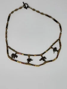 animal brass charm various style beads oring closure multiple layer necklace - Picture 1 of 11