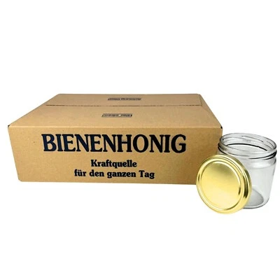 60x Twist Off Honigglas 500 g Rundglas verschiedene Deckel Gläser für Honig - Bild 1 von 3