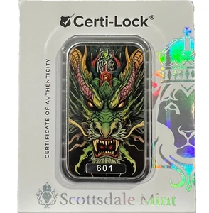 Barra de plata Dragon Lóngshén 2025 1 Troy oz barra de arte color ✅ #6 - Imagen 1 de 9