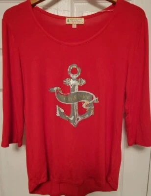 Camisa Roja Navidad NAUTI & NICE Ancla DESEÁNDOTE UNA TEMPORADA MUY MÁGICA  Foto 1 de 4