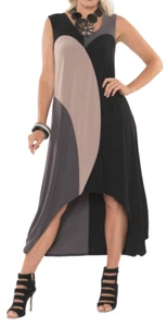 Lior Women's Black Taupe Striped Maxi Tank Boho Dress Size XL - Picture 1 of 2