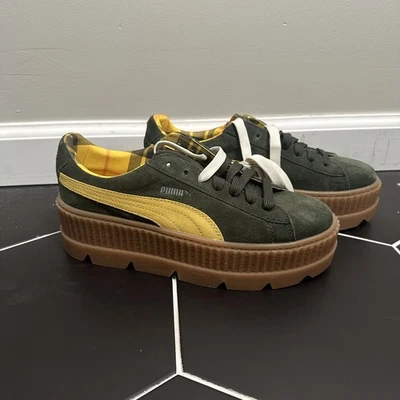 Sapatos plataforma Puma Fenty By Rihanna verde rosa e amarelo trepadeira com cadarço 6.5 - Imagem 1 de 4