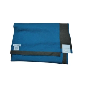 Gene Meyer Scarf Mens One Size Blue Gray Wool Blend Reversible Colorblock Knit - Picture 1 of 8