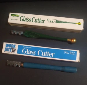 (2) Cortadores de vidrio de calcetín antiguos nuevos - sitio de trabajo CRL #022 y Fletcher "punta dorada" - Imagen 1 de 4