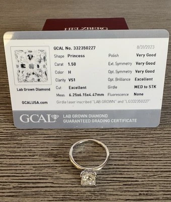 1.5 Carat Solitaire Lab Grown Diamond Ring -white gold size 7 - Image 1 of 4