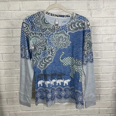 Whimsy Rose Baby Waffle Thermal Top Blue Elephant Blue Womens Size M Bohemian - Image 1 of 4