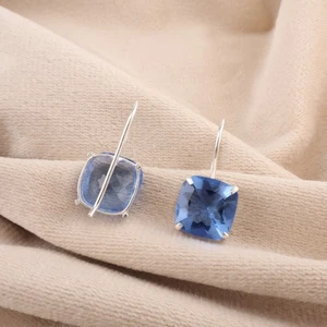 Orecchini pendenti goccia argento sterling 925 tanzanite pietra nascita dicembre gioielli - Foto 1 di 8