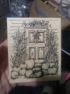 Sello de goma NORTHWOODS puerta otoño calabazas maíz otoño decoración - Imagen 1 de 14