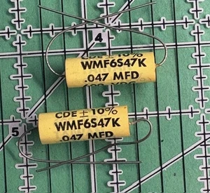 .047uF 600v Cornell Dubilier Condensatore Pellicola Assiale WMF6S47K 10% Poliestere 2 pz - Foto 1 di 3