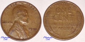 1941 Lincoln Wheat Cent - Improper Alloy Mix Wood Grain Woody -Rare Error Coin - Picture 1 of 4