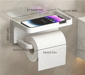 Toilettenpapierhalterung mit Handyablage, aus Kunststoff (weiß) - Bild 1 von 1