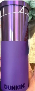Dunkin Donuts Neu Selten 2024 Lila Poliert/Matt Edelstahl Sipper Becher 20oz - Bild 1 von 3