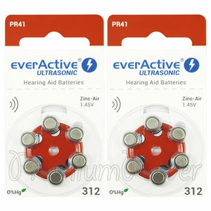 12 cells x everActive Hearing aid 312 Size batteries Zinc Air PR41 1.45V - Picture 1 of 2