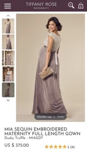 Tiffany Rose Mia Sequin Embroidered Maternity Gown Dusky Truffle No Sash SZ 2-4 - Picture 1 of 10