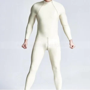 Body in gomma bianco lattice fetish catsuit collo ingresso corpo intero cerniera spalle - Foto 1 di 5