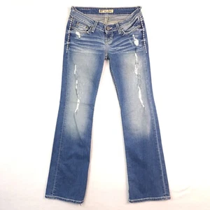 BKE Stella Boot Womens Distressed Denim Blue Jeans Size 25 ( Measures 28x31 ) - Picture 1 of 22