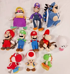 Lot of 11 Nintendo Super Mario Bros Plush Stuffed Yoshi Toad Kong - Picture 1 of 12