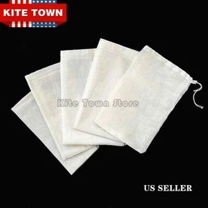 100/300 Cotton Muslin Drawstring Bags Coffee Tea Bath Soap Herb 3x4 4x6 6x8 8x12 - Picture 1 of 9