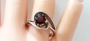 GOLD RING ° 585 / 1000 ° 14 K ° GARNET ° gold jewelry ° white gold ° garnet stone - Picture 1 of 10