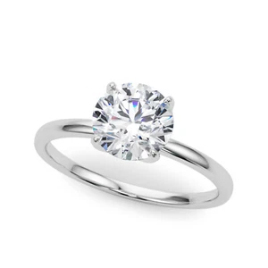 1CT Lab-Grown Diamond 18K Gold White Classic Solitaire Round Engagement Ring - Picture 1 of 5