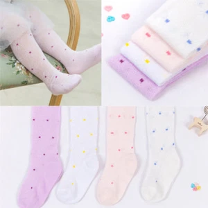 Kid Child Girls Cotton Mesh Polka Dots Flora Tights Pantyhose Ballet Dance Pants - Picture 1 of 8