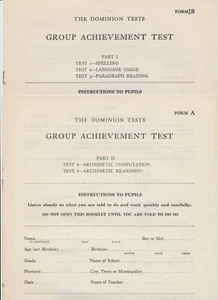 1934 Canada ~ The Dominion Tests Group Achievement Test (2) ~ 16 Pages Unmarked - Bild 1 von 7