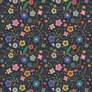 Tree of Life Flowers on Black by Dashwood Studio 100% Cotton Fabric Fat Quarter - Picture 1 of 1