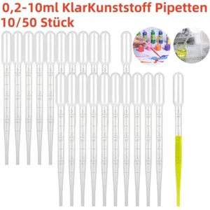 0.2ml-10ml Kunststoff Wegwerf Abgestufte Tropfer Transfer Pipetten Pipettier DE - Bild 1 von 18