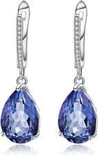 Infinity 10Carat Iolite Blue Mystic Quartz Dangle Earrings in925 Sterling Silver