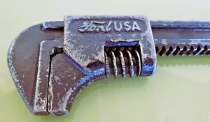Vintage Ford Script Adjustable Wrench w/Drain Plug Lug 9 1/4" Manzel Tool Co. "M - Bild 1 von 9
