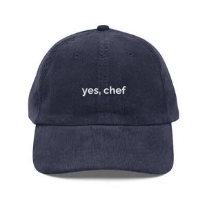 Yes Chef Embroidered Vintage Corduroy Cap Fun Hat - Picture 1 of 7