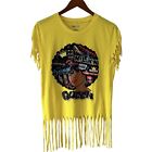 On Fire Yellow Queen Graphic Fringe Top Size L