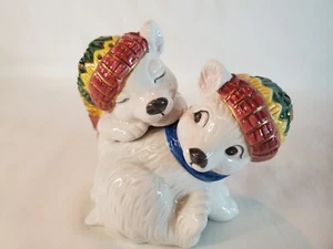 Fitz and Floyd Ceramic Polar Bear Cubs Christmas Salt and Pepper Shaker Set - Picture 1 of 10