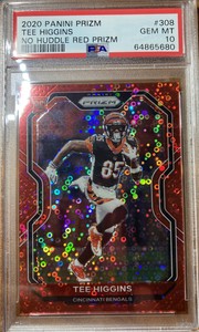 2020 Prizm #308 Tee Higgins No Huddle Red Prizm 17/50 PSA 10 - POP 2! 
