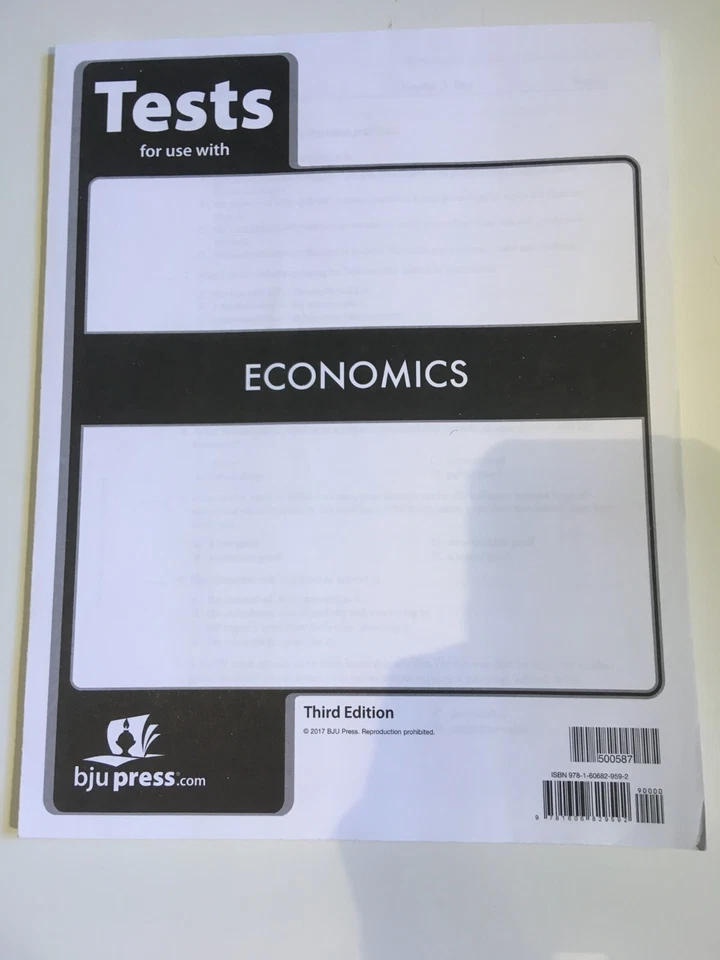 BJU Press TESTS for use with ECONOMICS 3rd edition NEW - Image 1 of 1