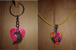 Combo de llavero/collar selecciones múltiples y rosas/dijes de luna y estrella de lujo/cordón amarillo - Imagen 1 de 4