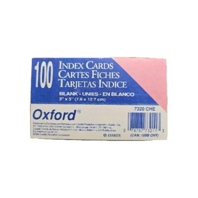 Oxford Index Cards, 3 x 5, Blank, Red, 100/Pack, OXF7320 - Image 1 of 2