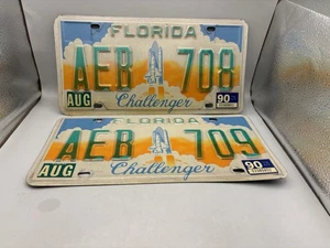 Florida Challenger License Plate 1990 lot of 2 plates - Picture 1 of 4