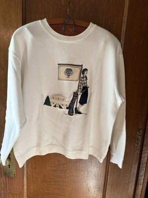 Vintage Womens EP Pro Golf Graphic Sweater Sz L ? Cotton White Preppy Retro - Image 1 of 4