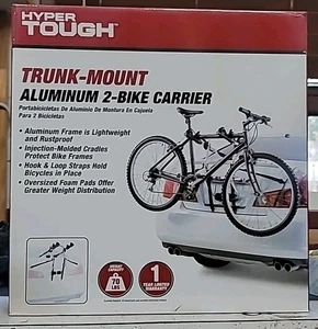 Hyper Tough Trunk-Mount Aluminum 2-Bike Carrier Up To 70 LBS. Brand New Sealed - Picture 1 of 10