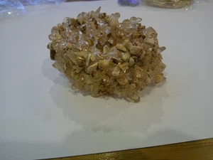 Bracciale Chip & PIETRE Vetro Mare Perline ROSA/ABBRONZATURA ESTENSIBILE 1 3/8" LARGO - Foto 1 di 4