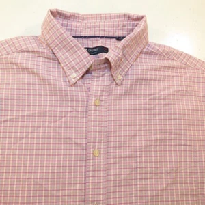 CREMIEUX CLASSICS DESIGNER BUTTON FRONT SHIRT Mens 2XB 2XL Big & Tall PINK PLAID - Picture 1 of 4
